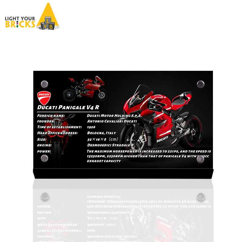 Light your bricks适用乐高42107杜卡迪V4R摩托车 亚克力展示铭牌