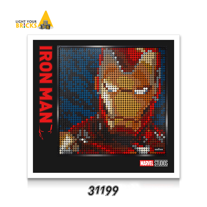 lyb适用乐高钢铁侠像素画透明相框马赛克壁画积木画挂墙展示盒