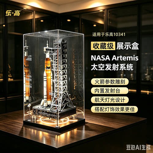 乐一百适用乐高10341阿尔忒弥斯太空火箭发射系统灯光组展示盒