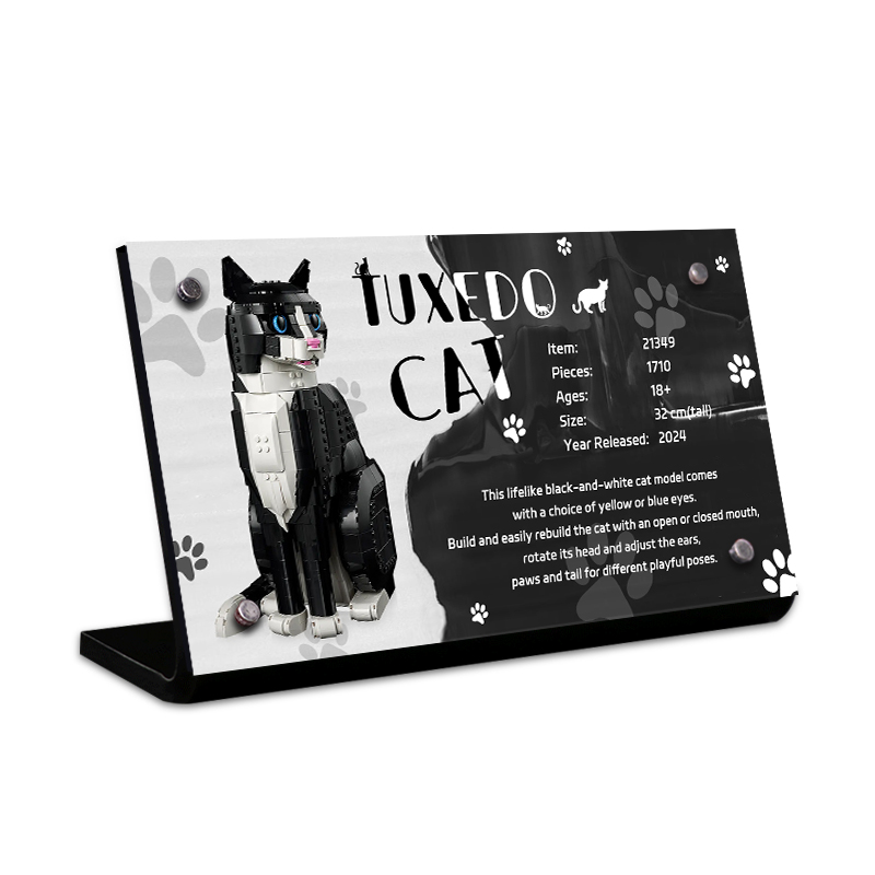 LYB乐一百适用乐高IDEAS系列21349燕尾服猫亚克力展示铭牌介绍牌