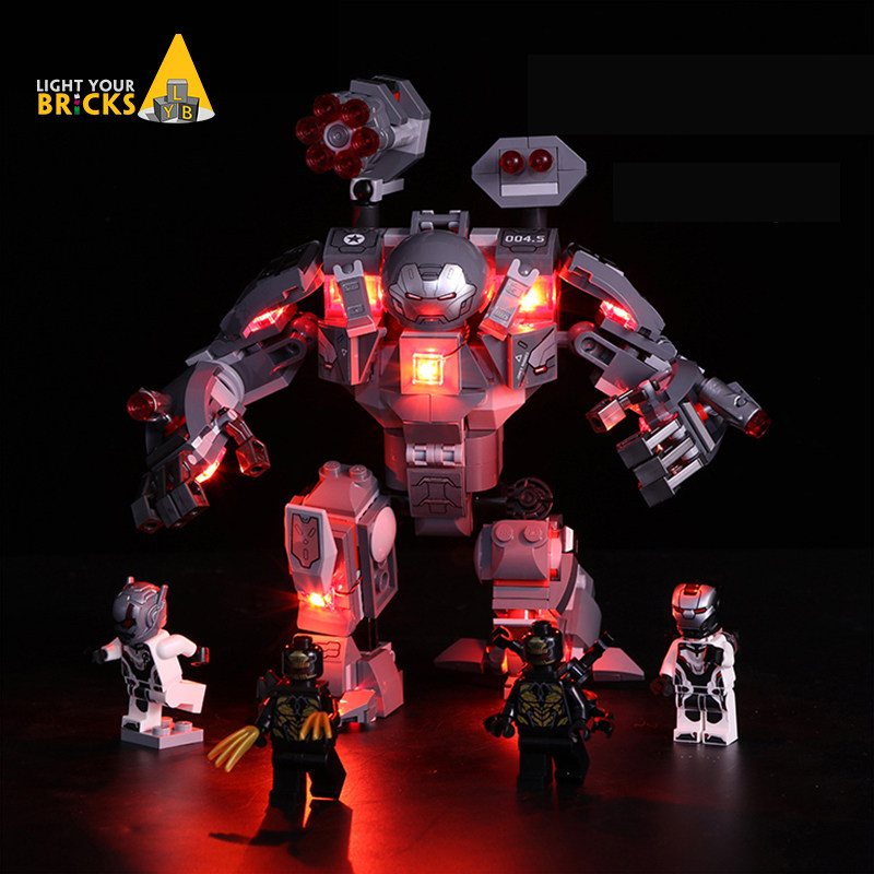 适用乐高漫威76124复仇者联盟4钢铁战争机器武装机甲led灯饰套装