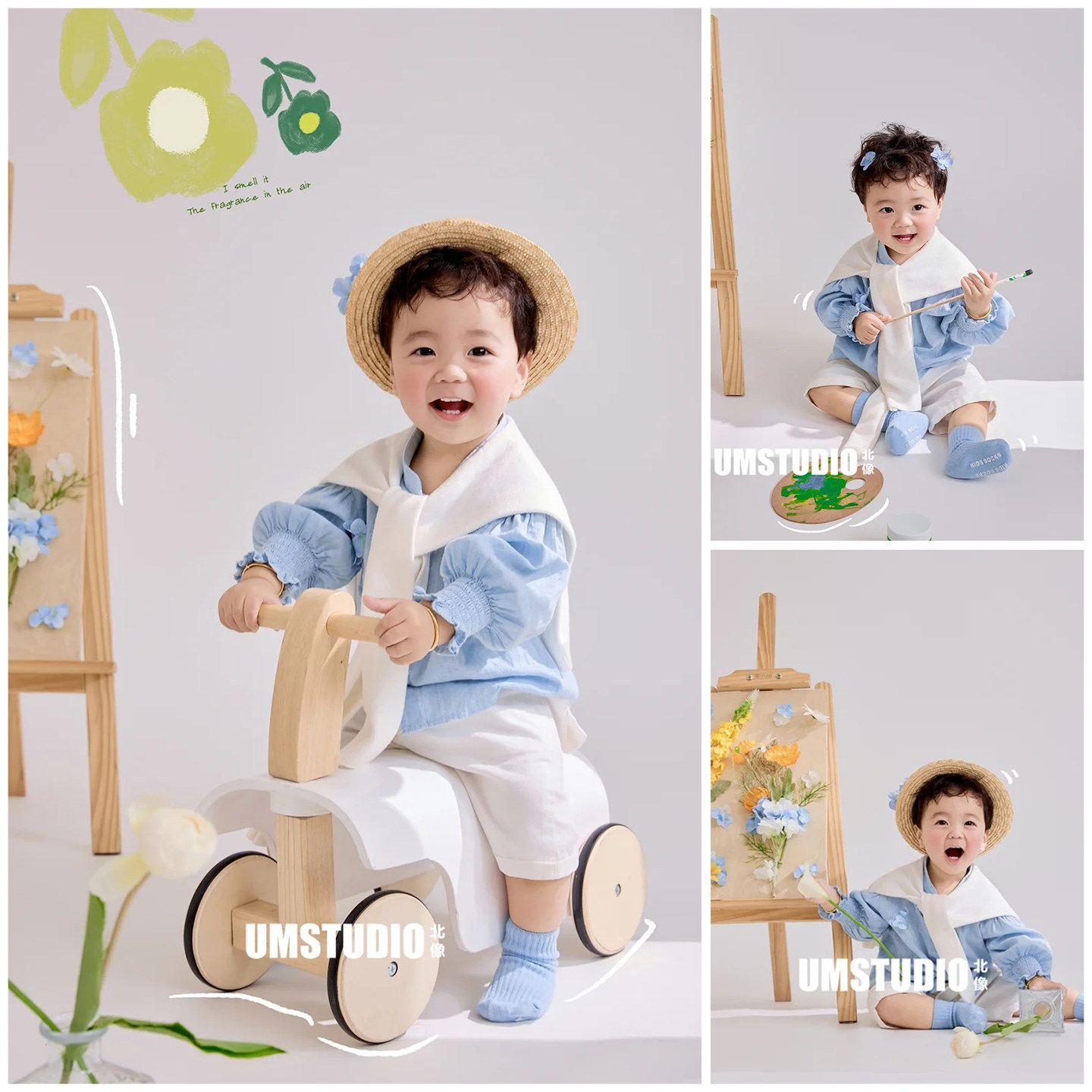小童摄影服装道具男童蓝色衬衫图片