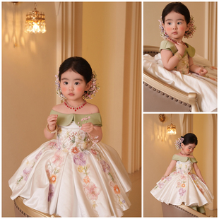 刘亦菲同款礼服拍照衣服2-9岁女童连衣裙影楼写真照儿童摄影服装