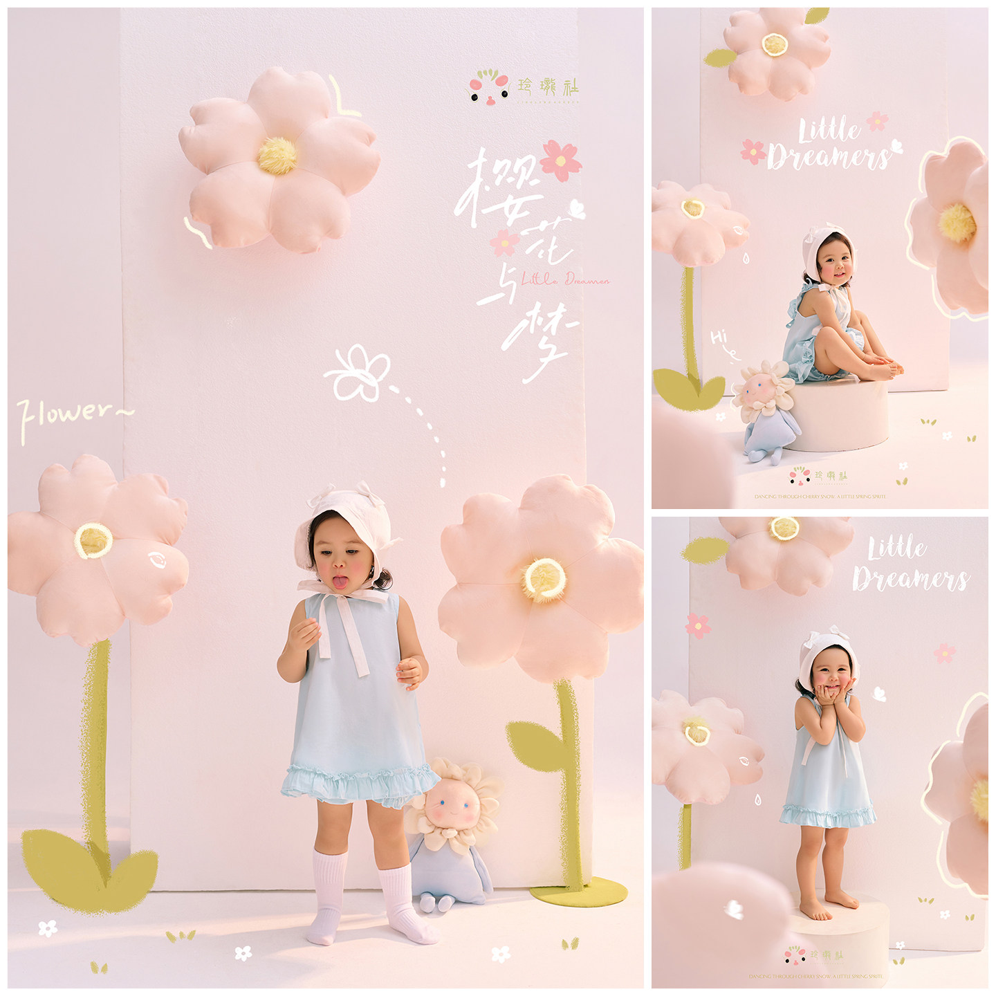女童蓝色连衣裙拍照衣服道具