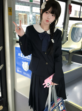 小圆/零度句号原创jk制服圆领西装外套秋冬学院风校供感西服套装
