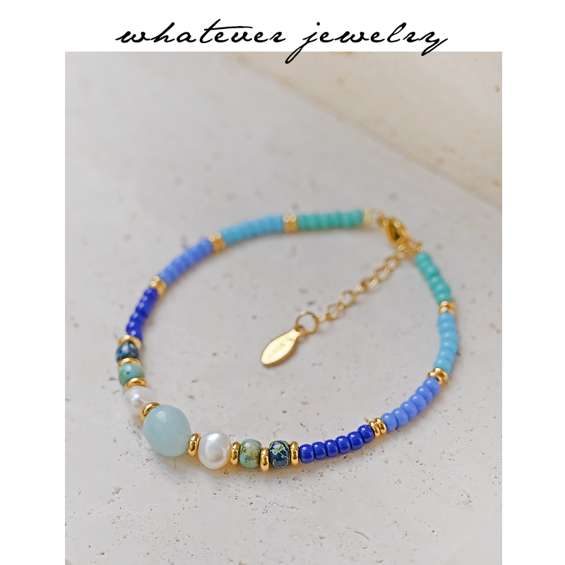 whatever女珍珠石头国风民族手链