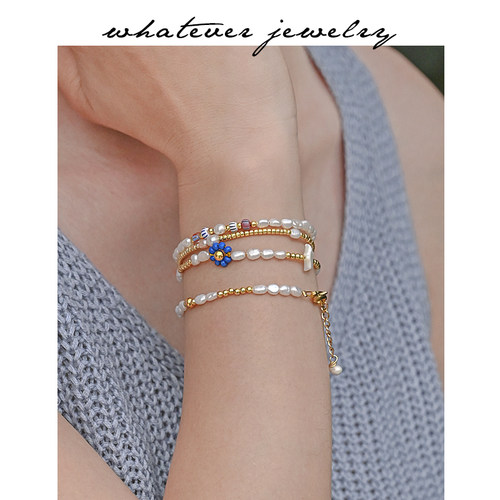 whatever原创串珠珍珠叠带手链女