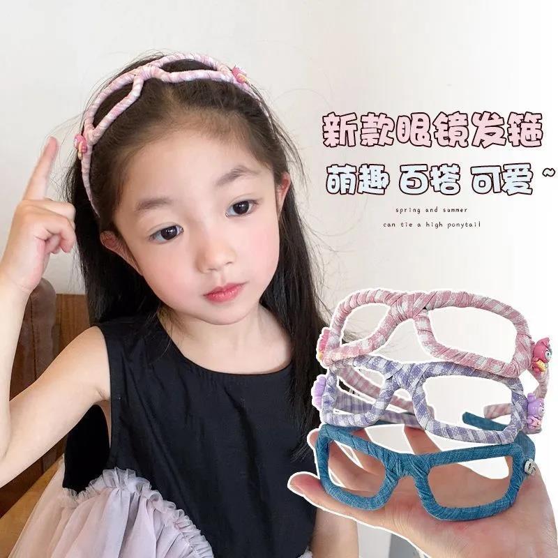 儿童牛仔眼镜框发箍女童2025新款洗脸发夹头箍女孩不勒头高级发卡