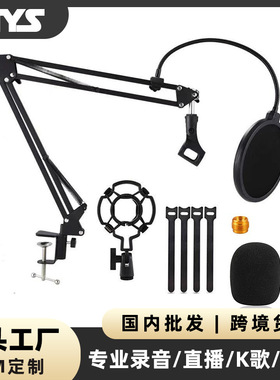 新款工厂NB35悬臂套装麦克风防震架防喷网桌面万向平板夹支架