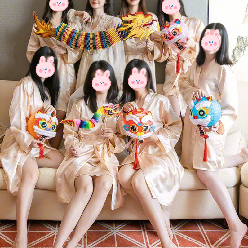 结婚领证拍照道具醒狮灯笼龙头