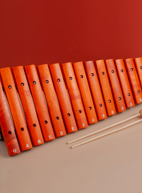 专业15音红色木敲琴小木琴奥尔夫儿童音乐打击乐器幼儿园早教教具