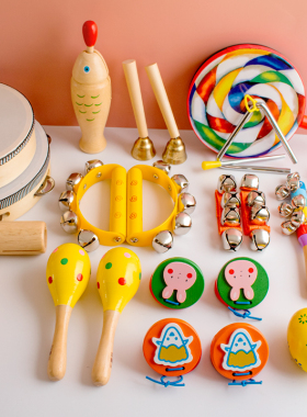 早教儿童玩具鼓奥尔夫打击乐器木沙锤铃鼓摇铃响板三角铁木鱼玩具