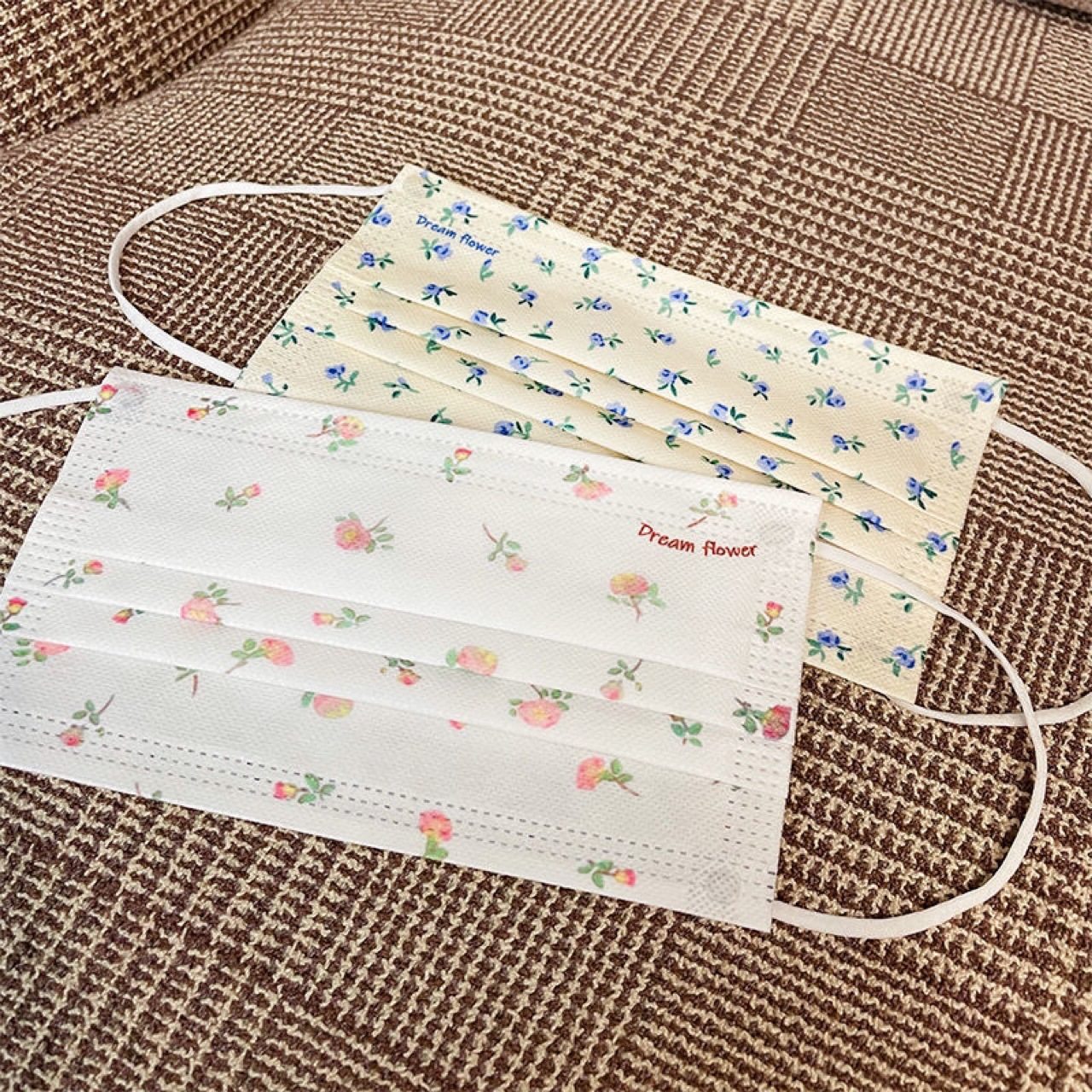 氛围感小碎花白色口罩可爱印花女学生ins高颜值小红书同款独立装