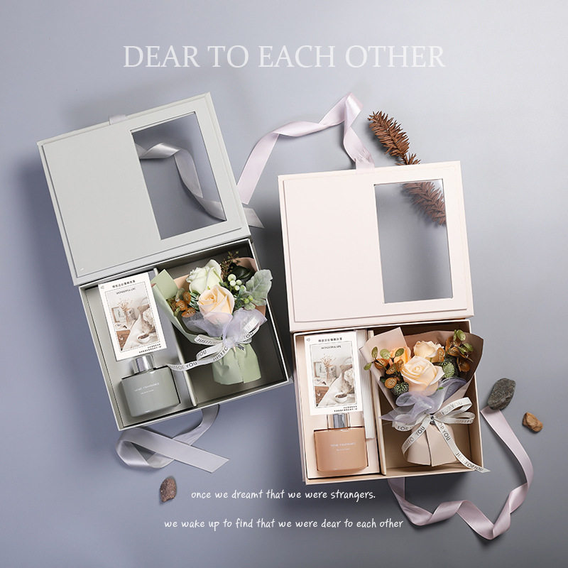 教师节礼物香薰鲜花花束套装礼盒 送老师香皂花永生花干花礼品盒