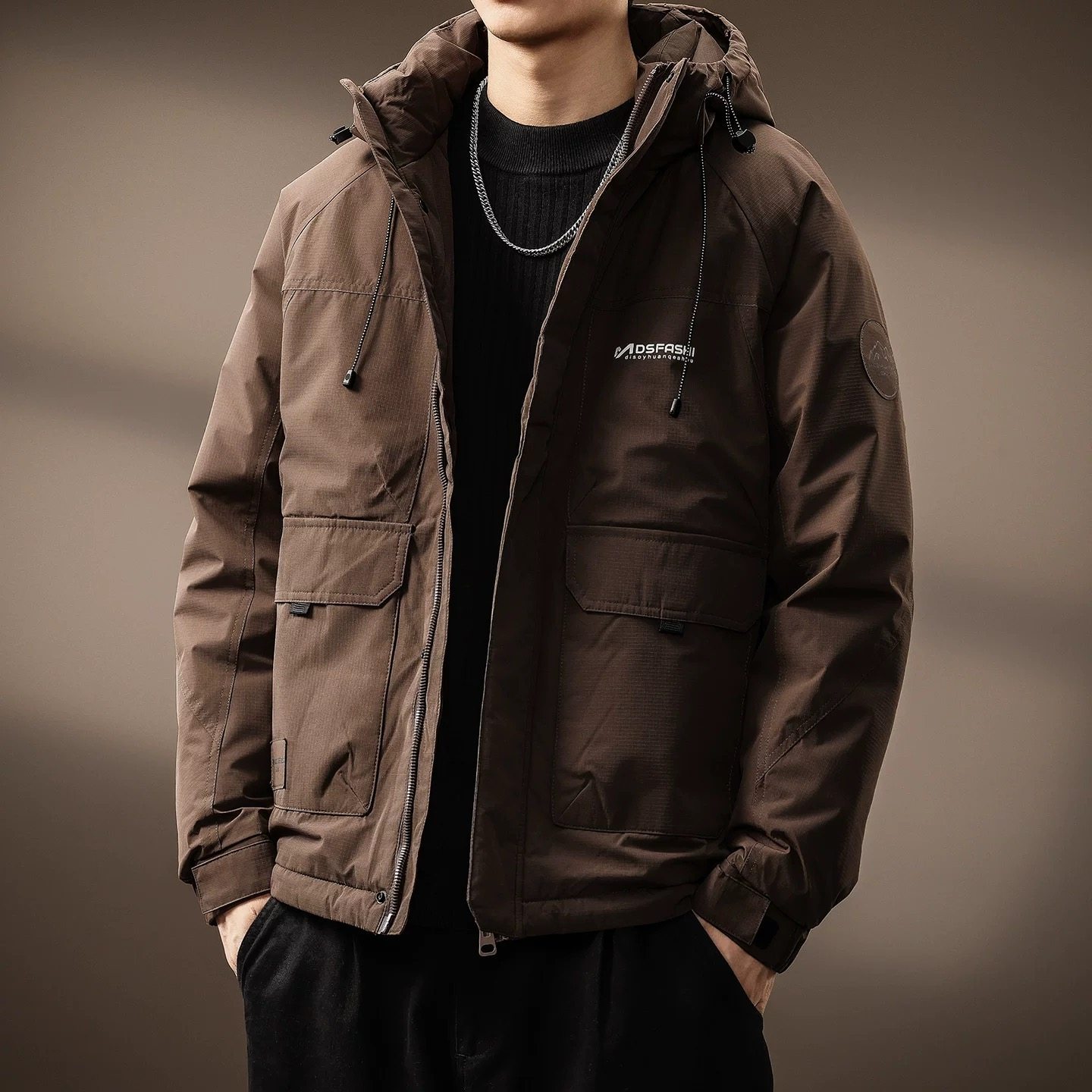 高端美式复古高充绒羽绒服男2026冬季新款御寒保暖机能风工装外套