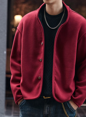 格蓝鹿高级感小众开衫夹克外套男士秋冬潮牌休闲潮流保暖内胆上衣