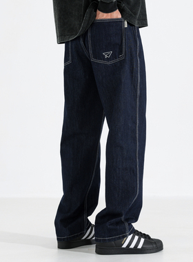 Ceecuz春秋新款百搭蓝色直筒牛仔裤男美式复古大码宽松休闲裤子潮