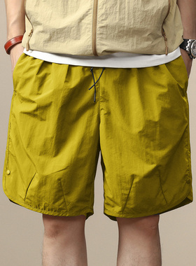 格蓝鹿美式轻薄速干短裤男2025夏季新款宽松休闲运动五分裤中裤潮