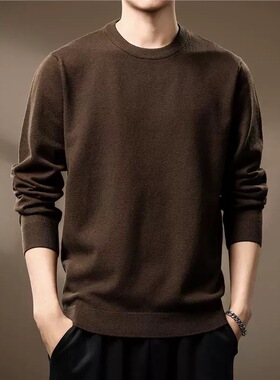 高端日系保暖纯色柔软毛衣男士2025秋季新款宽松简约长袖打底衫男