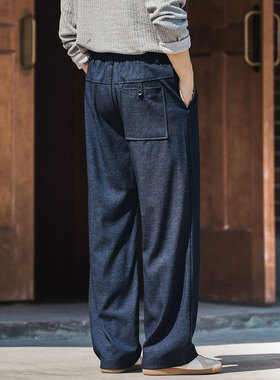格蓝鹿美式潮流水洗原色老钱风休闲裤男秋冬新款宽松直筒阔腿裤子