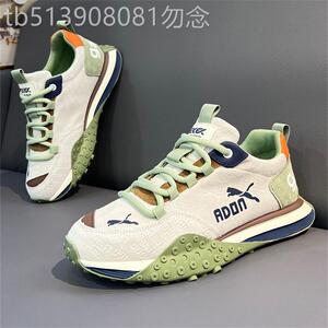 潮牌磨砂真皮透气运动休闲鞋男2026夏季新款欧洲站厚底阿甘老爹鞋