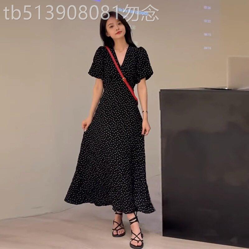 大码碎花连衣裙夏季微胖mm显瘦法式赫本风质感高级感气质V领裙子图片
