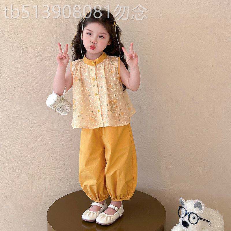 TTIT女童无袖衬衫套装儿童夏装碎花衣服2026新款宝宝夏款防蚊裤潮