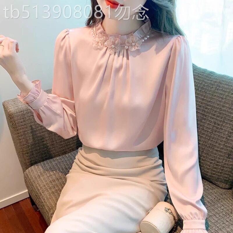 欧货洋派质花边显瘦春秋打底衫2025春秋款雪纺上衣女长袖衬衫减龄