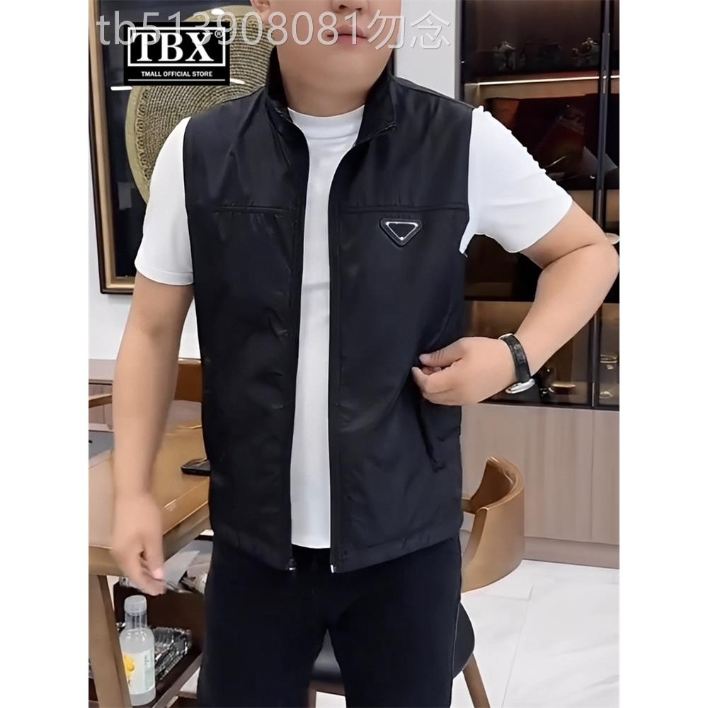 高端欧货立领马甲男士2025新款春秋季坎肩无袖背心冲锋衣外套男款