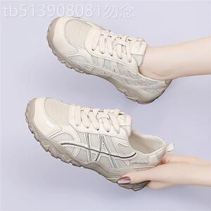 超轻便软底网面运动休闲鞋女款2025新款春秋季百搭防滑阿甘德训鞋