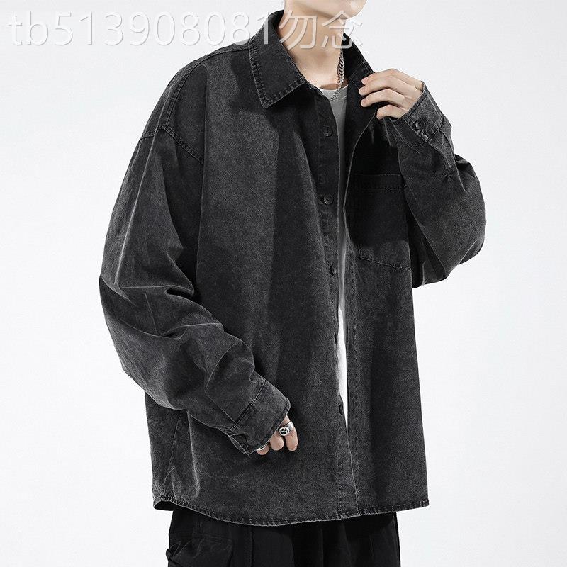 牛仔长袖衬衫男潮牌春秋季2025新款高级感潮流宽松衬衣男休闲外套