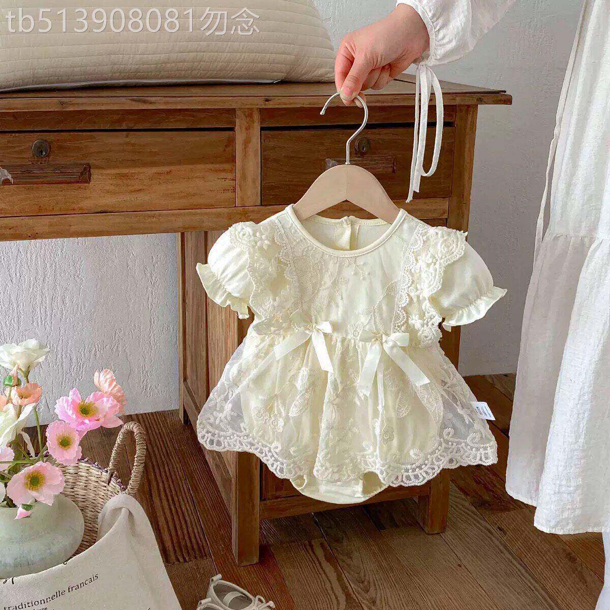 法国BADNUT婴儿夏装衣服蕾丝裙子包屁衣女宝宝百天周岁公主裙礼服