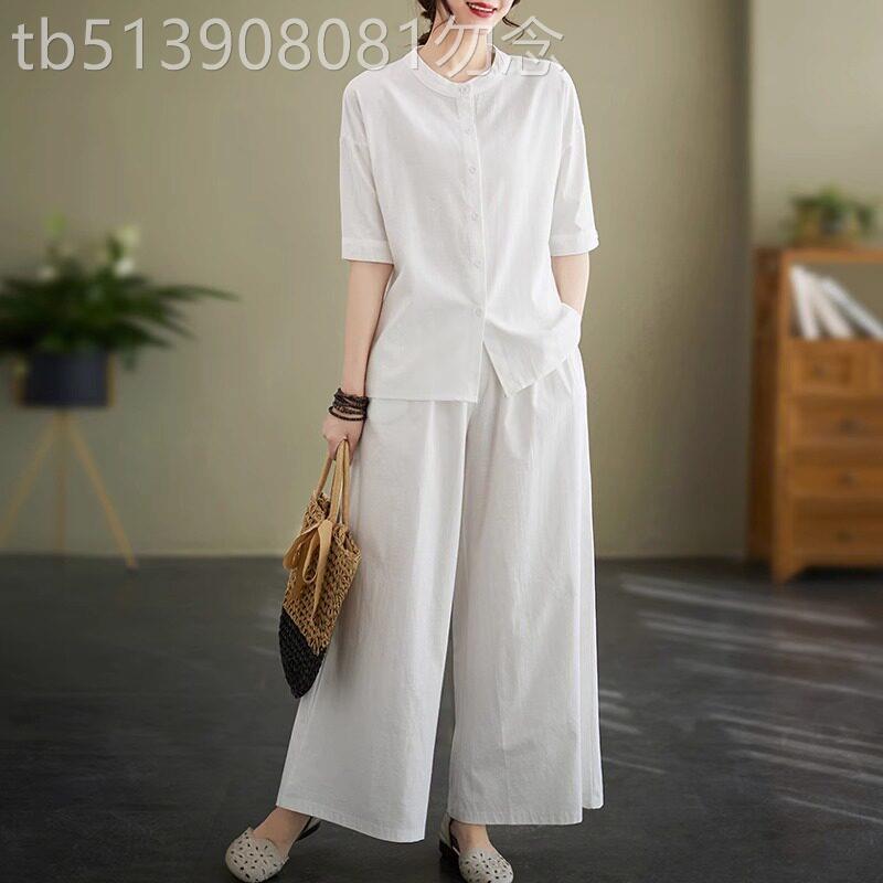 潮牌新中式禅服套装女士夏季中国风棉麻茶服禅意练功服改良居士服