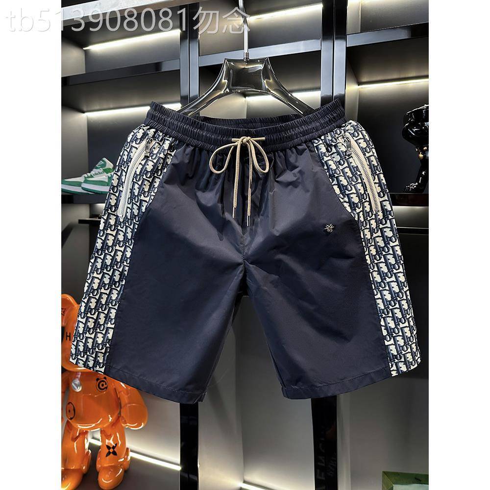 2026夏季新品拼接沙滩裤简约轻奢字母时尚五分裤休闲高端短裤男