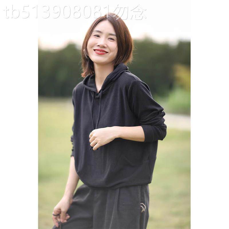 文艺慵懒风长袖连帽卫衣女秋季2026年新款宽松套头衫显瘦百搭上衣