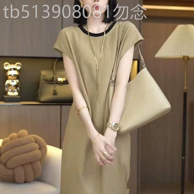 短袖洋装女夏季2026新款大尺码微胖中长版宽松显瘦遮肉休闲T恤裙