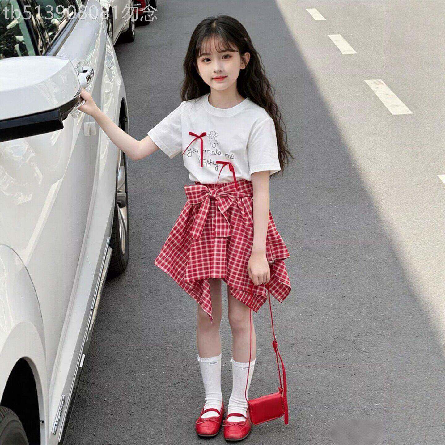 韩国Uamtor女童套裙2026夏季款中大童短裙儿童炸街短袖甜美两件套