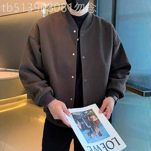 高端纯色棒球服外套男士春秋季2025新款开 衫运动休闲 飞行夹克男