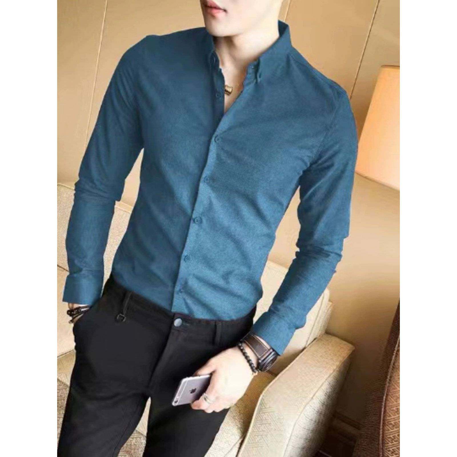 全纯棉拉丝秋冬纯色衬衫男士长袖衬衫商务休闲寸衬衫男士长袖衬衫