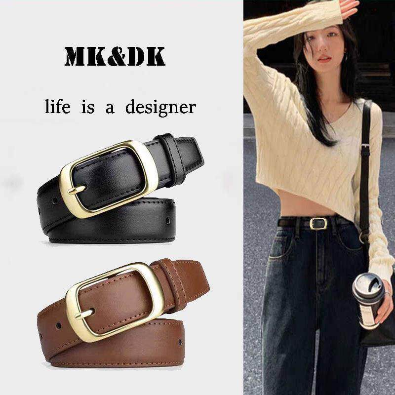 棕色腰带女款真皮设计感小众ins风美拉德皮带女2025新款配牛仔裤
