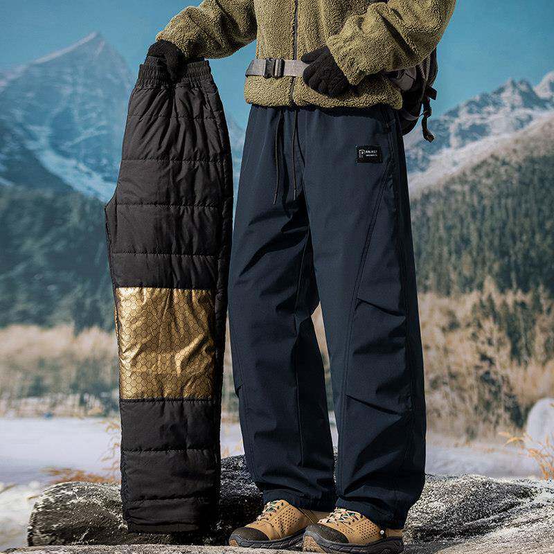 潮牌东北工装羽绒棉裤男冬季加绒加厚保暖裤防风防水滑雪冲锋裤子