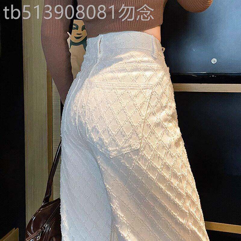 白色阔腿牛仔裤女2026新款夏季薄款高腰宽松显瘦窄版直筒长裤子女