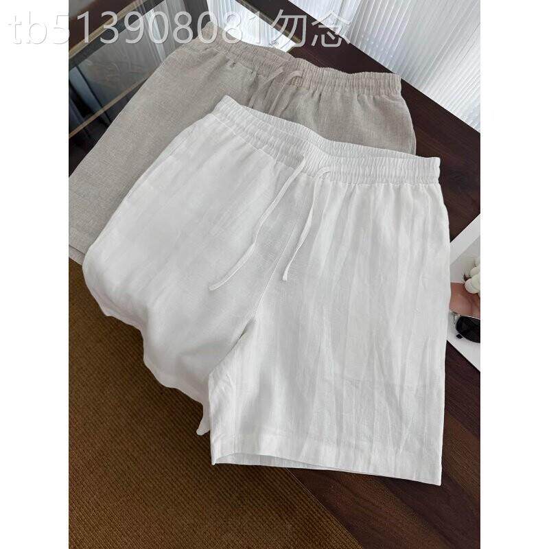 老钱风亚麻短裤男士夏季薄款海岛度假穿搭棉麻裤子松弛休闲五分裤