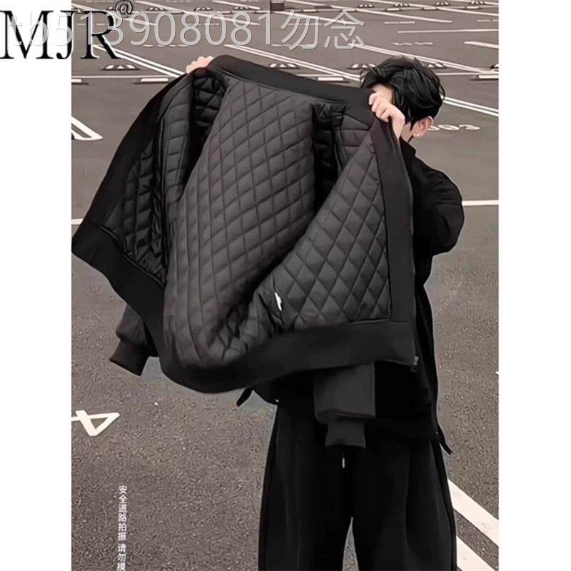 潮牌美式立领飞行夹克男款秋冬穿搭2026新款短款棉服黑色棉衣外套