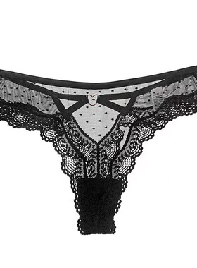 2026欧美火辣蜜桃臀镂空性感内裤女蕾丝纯欲透明丁字裤黑色三角裤