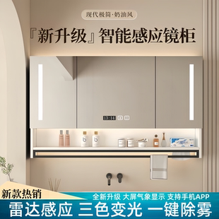 智能浴室镜柜单独挂墙式卫生间镜柜带灯除雾美妆镜子收纳储物镜柜