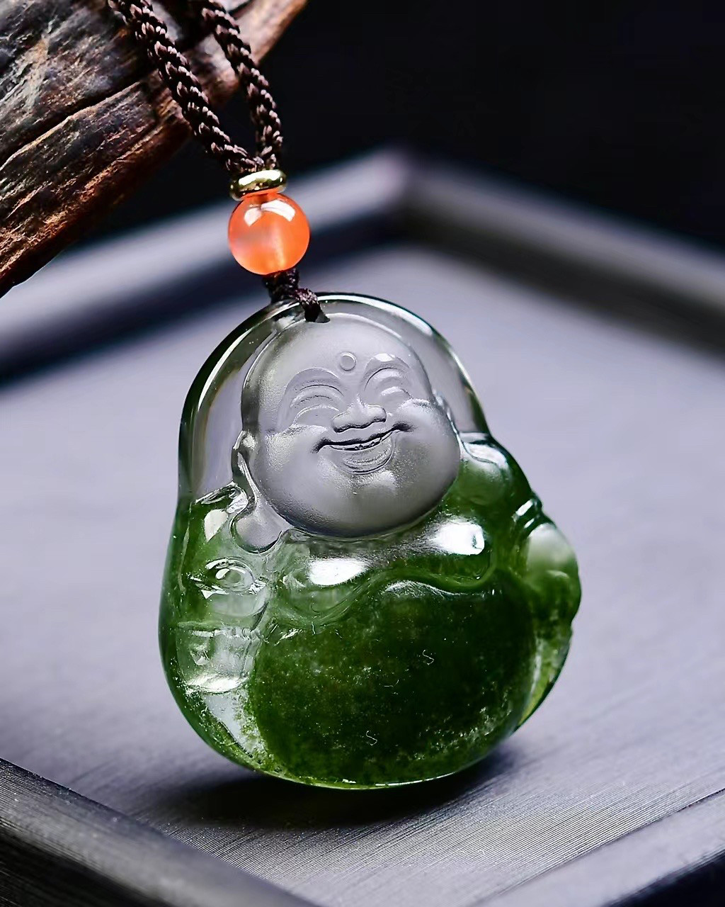绿幽灵水晶弥勒佛吊坠