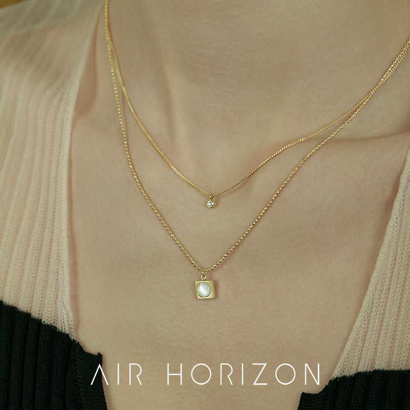 AIR-HORIZON高级感天然白贝母项链女2026新款双层叠戴配饰锁骨链