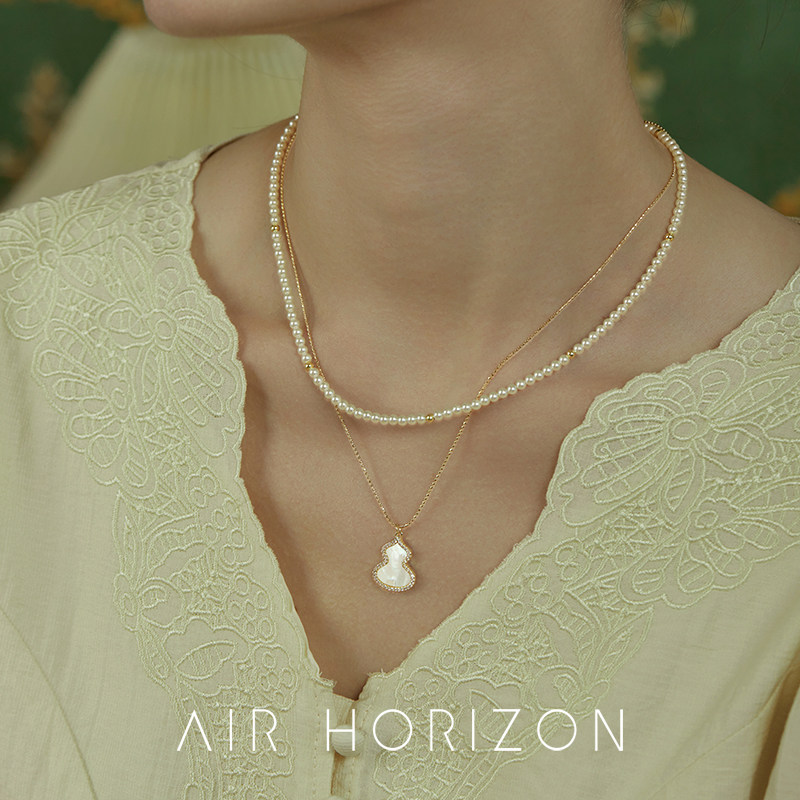 AIR-HORIZON双层叠戴珍珠项链图片
