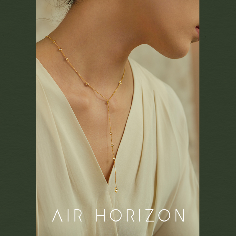 AIR-HORIZON锆石镀金长款女项链